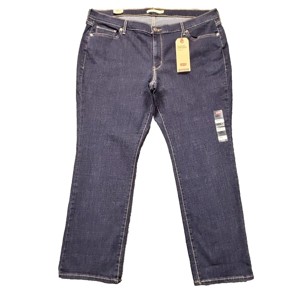 Levis Classic‎ Straight Jeans Womens 22W Blue Hypersoft  Stretch 42x31 NEW